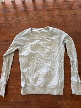 Athleta Cream Mesh-Detail Crewneck Pullover